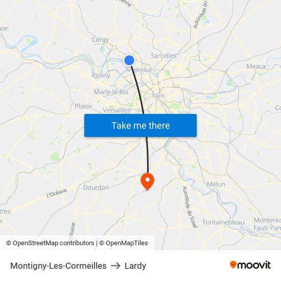 Montigny-Les-Cormeilles to Lardy map