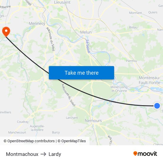 Montmachoux to Lardy map