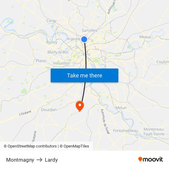 Montmagny to Lardy map