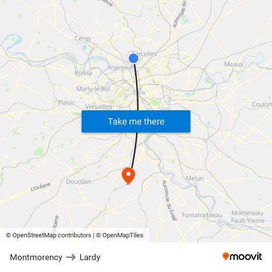 Montmorency to Lardy map