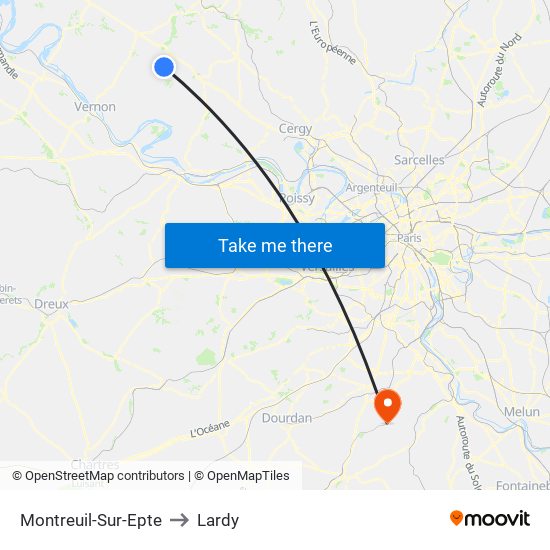 Montreuil-Sur-Epte to Lardy map