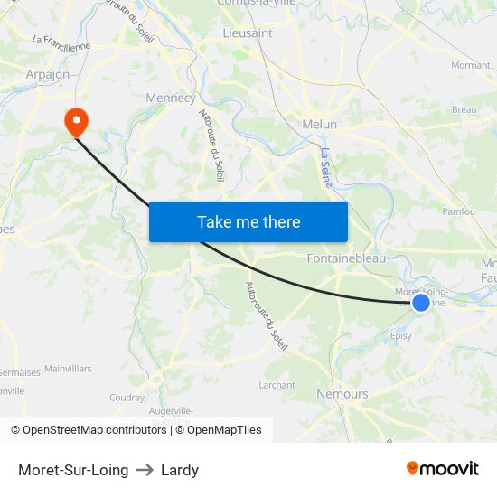 Moret-Sur-Loing to Lardy map