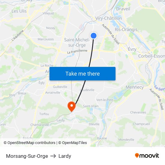 Morsang-Sur-Orge to Lardy map