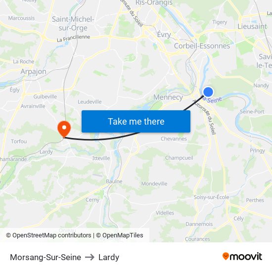 Morsang-Sur-Seine to Lardy map