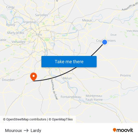 Mouroux to Lardy map