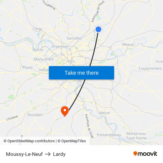 Moussy-Le-Neuf to Lardy map