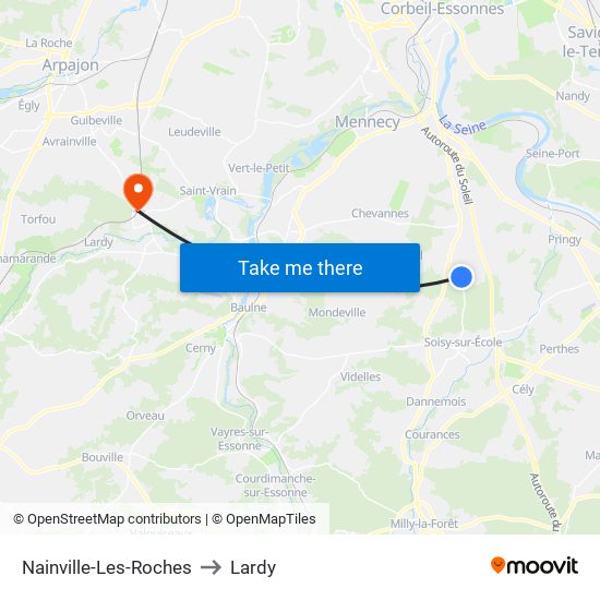 Nainville-Les-Roches to Lardy map