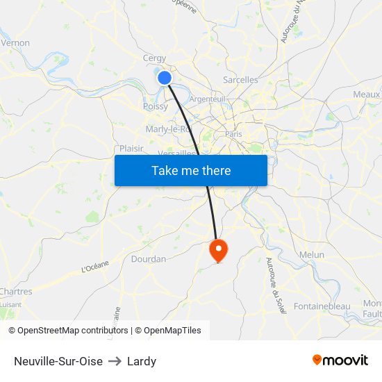 Neuville-Sur-Oise to Lardy map