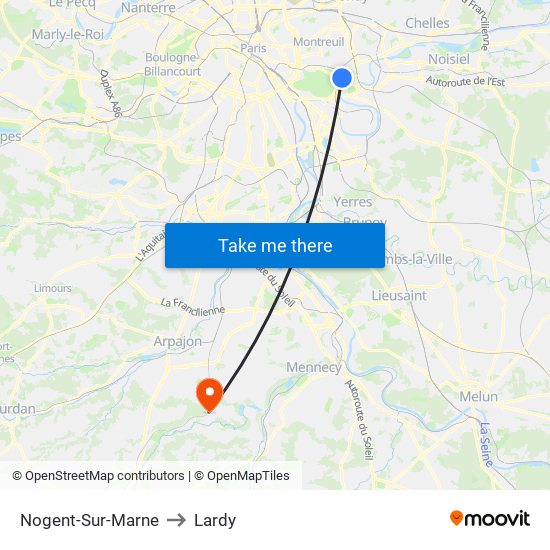 Nogent-Sur-Marne to Lardy map