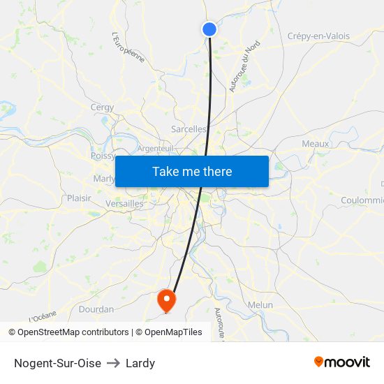 Nogent-Sur-Oise to Lardy map