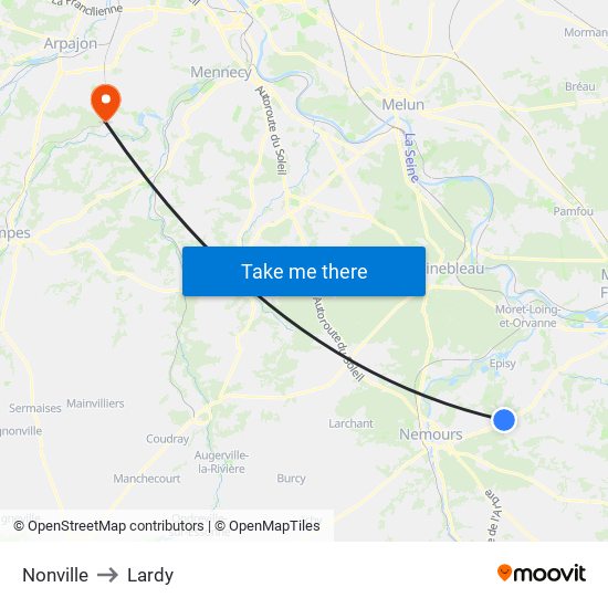 Nonville to Lardy map