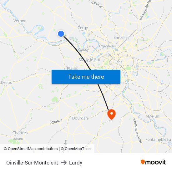 Oinville-Sur-Montcient to Lardy map