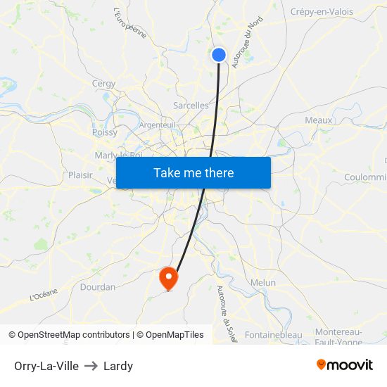 Orry-La-Ville to Lardy map