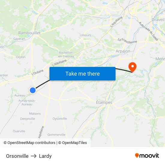 Orsonville to Lardy map