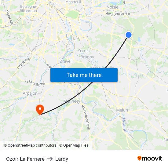 Ozoir-La-Ferriere to Lardy map