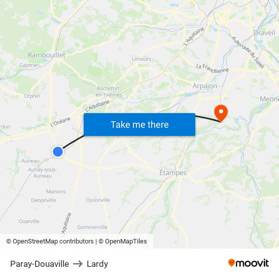 Paray-Douaville to Lardy map