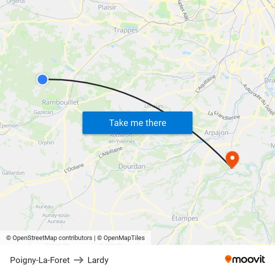 Poigny-La-Foret to Lardy map