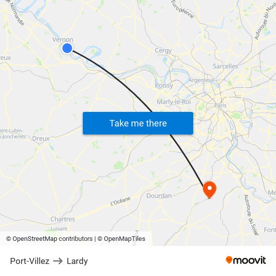 Port-Villez to Lardy map