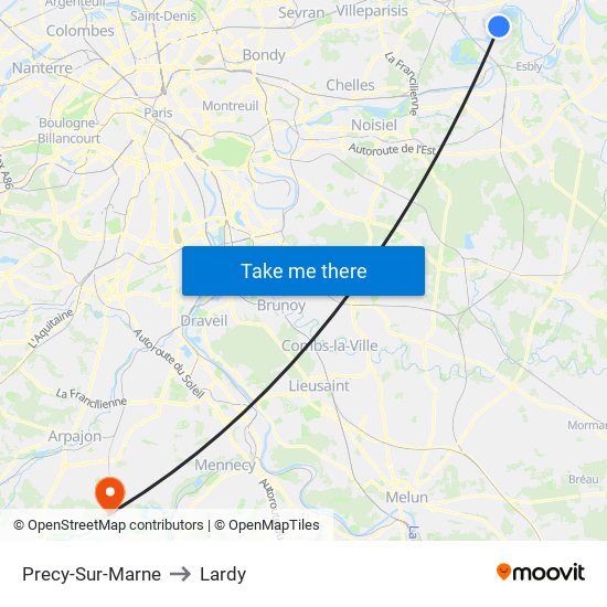 Precy-Sur-Marne to Lardy map