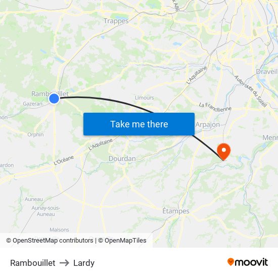 Rambouillet to Lardy map