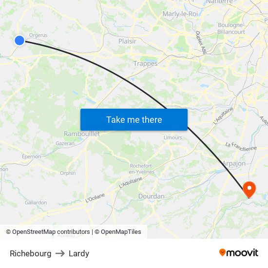 Richebourg to Lardy map