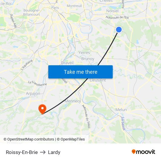 Roissy-En-Brie to Lardy map