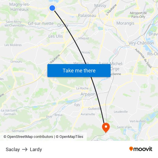 Saclay to Lardy map