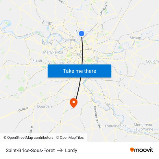 Saint-Brice-Sous-Foret to Lardy map