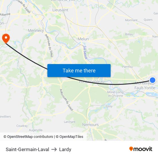 Saint-Germain-Laval to Lardy map