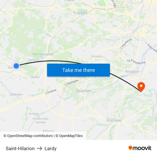 Saint-Hilarion to Lardy map