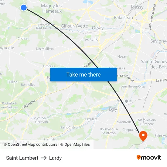 Saint-Lambert to Lardy map