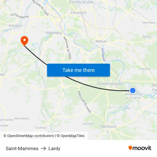 Saint-Mammes to Lardy map