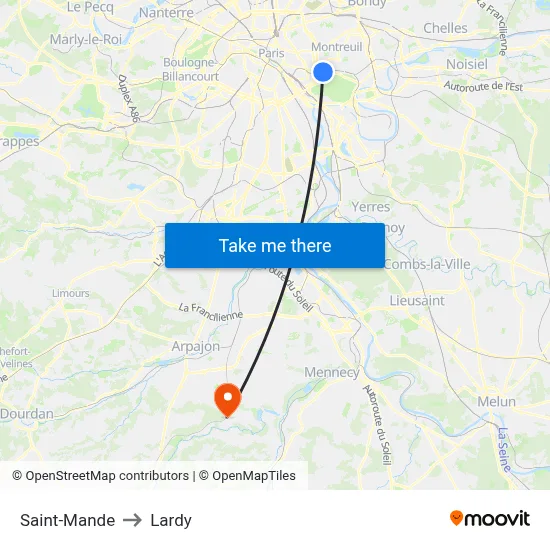 Saint-Mande to Lardy map