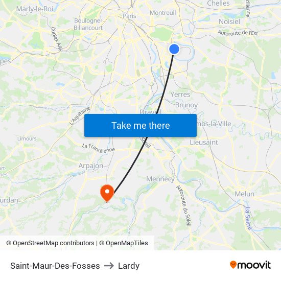 Saint-Maur-Des-Fosses to Lardy map