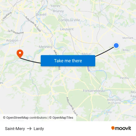 Saint-Mery to Lardy map
