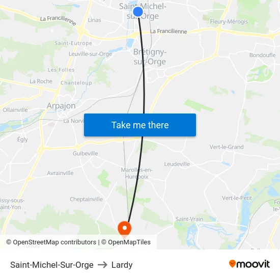 Saint-Michel-Sur-Orge to Lardy map