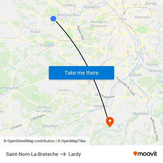 Saint-Nom-La-Breteche to Lardy map