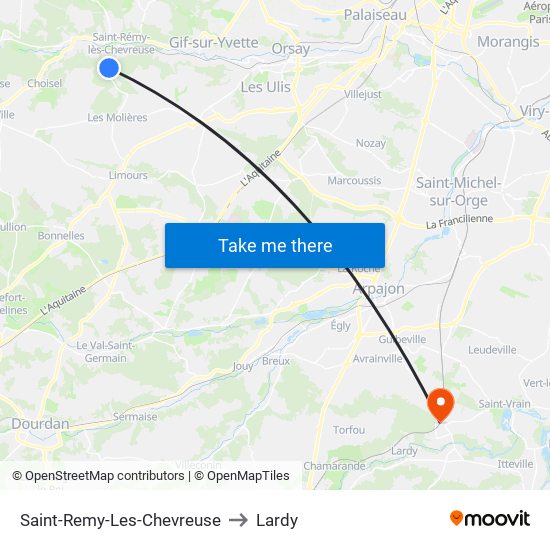 Saint-Remy-Les-Chevreuse to Lardy map