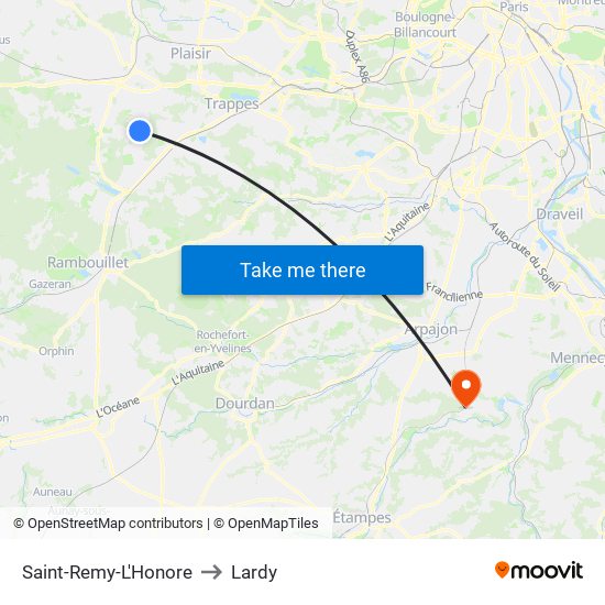 Saint-Remy-L'Honore to Lardy map