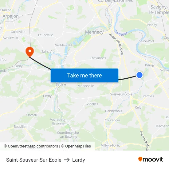 Saint-Sauveur-Sur-Ecole to Lardy map