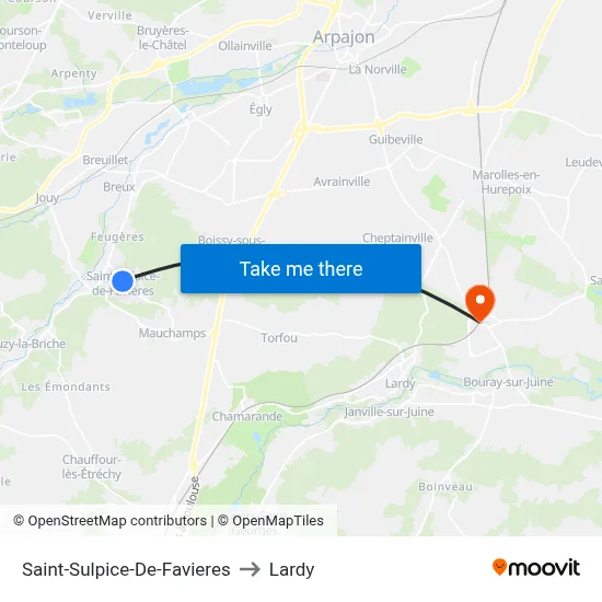 Saint-Sulpice-De-Favieres to Lardy map