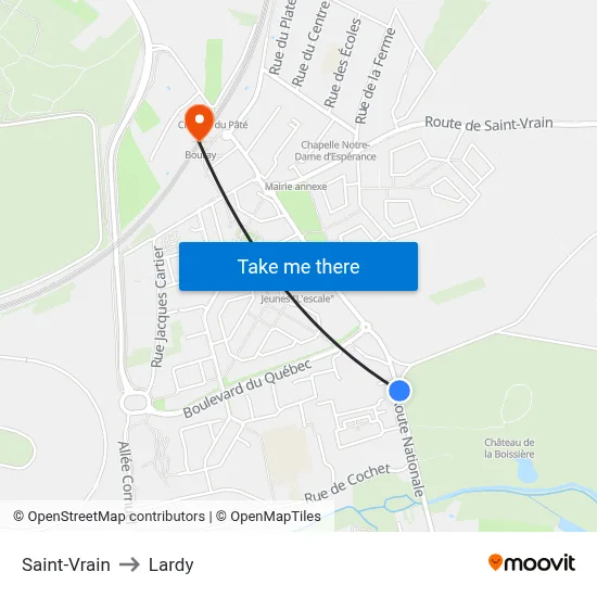 Saint-Vrain to Lardy map