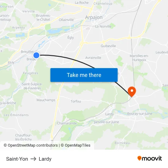 Saint-Yon to Lardy map