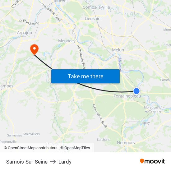 Samois-Sur-Seine to Lardy map