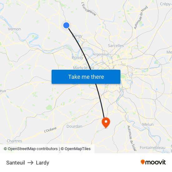 Santeuil to Lardy map