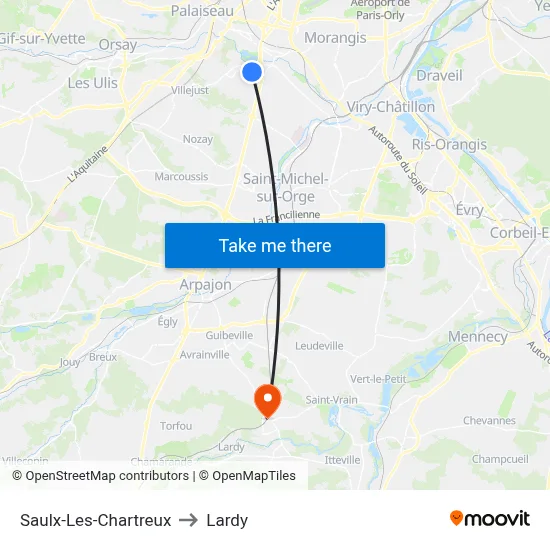Saulx-Les-Chartreux to Lardy map