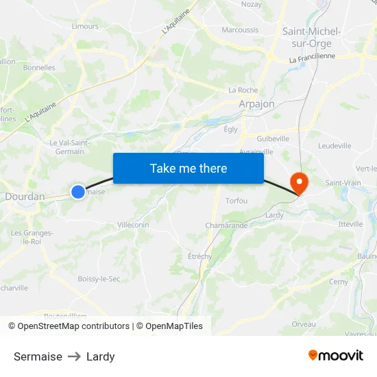 Sermaise to Lardy map