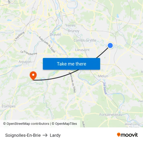 Soignolles-En-Brie to Lardy map