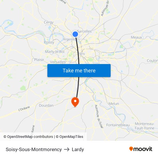 Soisy-Sous-Montmorency to Lardy map