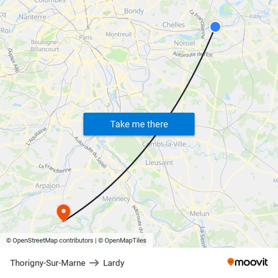 Thorigny-Sur-Marne to Lardy map